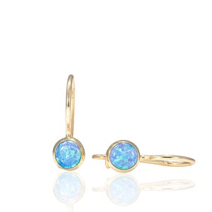 Opal Earrings Gold, Dangle Earrings, Gemstone Earrings, Gold Drop Earrings, Drop Opal Earrings, October Birthstone, Real Gold Jewelry, 14K image 10