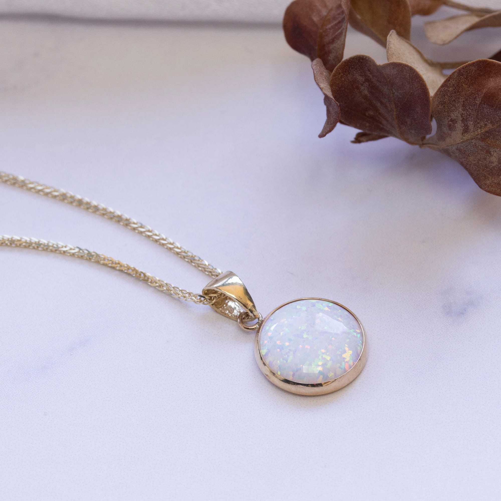 White Opal Necklace 14K Gold Necklace Opal Charm Dainty - Etsy