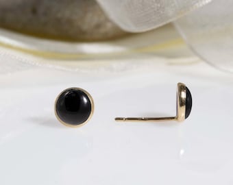 Gold Onyx Earrings, 14K Gold Earrings, 14K Solid Gold, Onyx Studs, Onyx Jewelry, Gold Stud Earrings, Gold Studs, Black Earrings, Black Studs