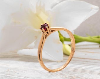 Gold Ruby Ring, July Birthstone Ring, Ruby Jewelry, Ruby Engagement Ring, Rose Gold Ring, Solitaire Ring, 14k Gold Ring, Gemstone Ring