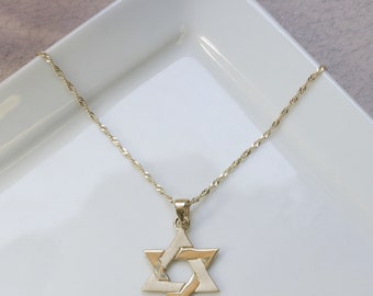 Star Of David Necklace, Jewish Gift, Real 14k Solid Gold Necklace, Magen David, Gold Pendant Necklace, Charm Necklace, Bat Mitzvah Gift