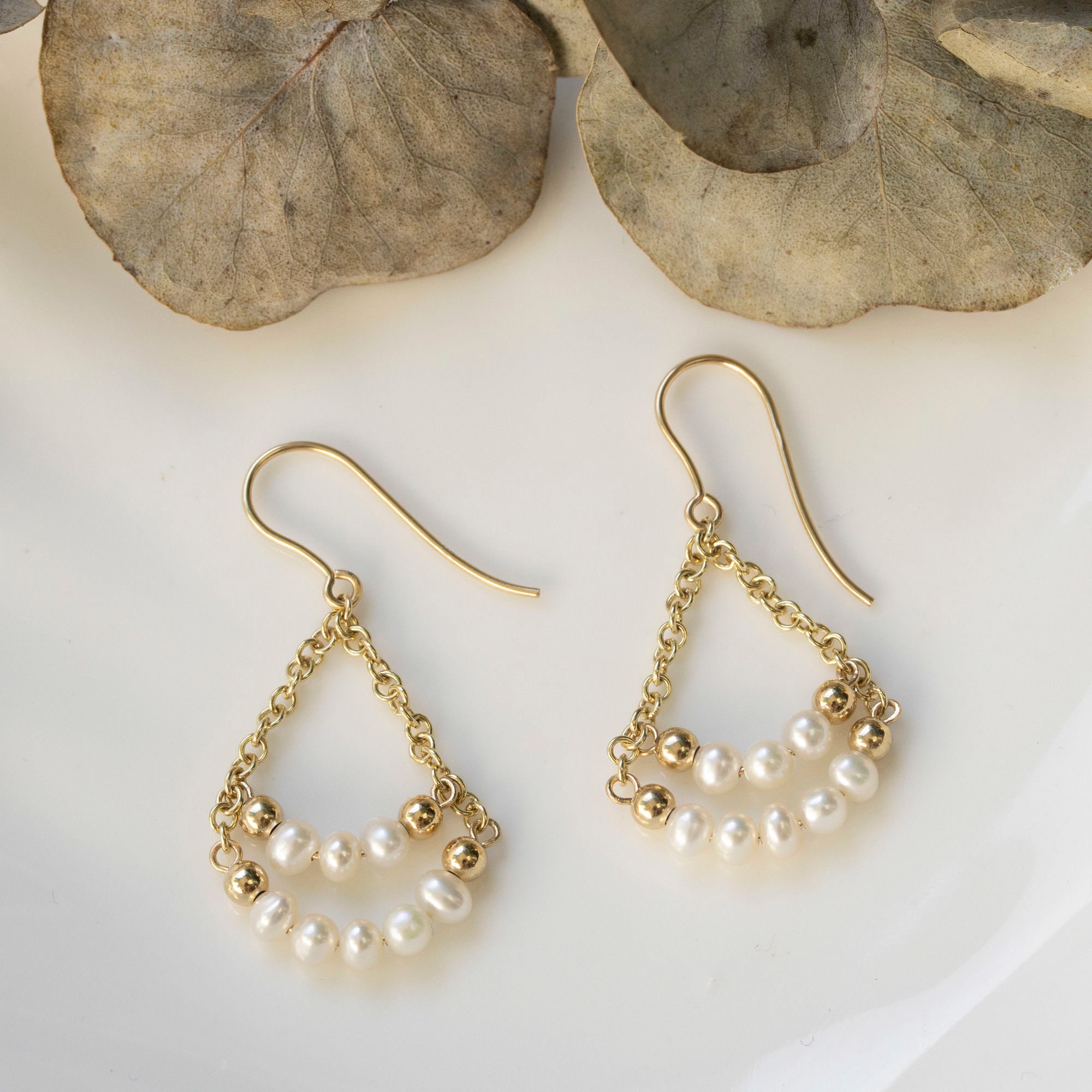 Gold Finish Pearl Beaded Earrings Design by Namasya at Pernia's Pop Up Shop  2024