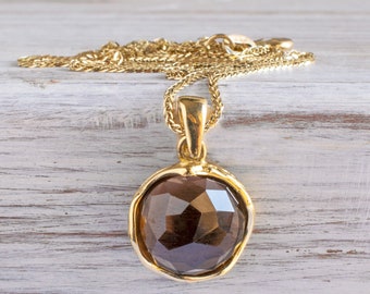 14K Gold Smoky Quartz Necklace ,November Birthstone, Smoky Quartz Necklace Gold, Smoky Quartz Pendant, Smoky Quartz Jewelry, Dainty Necklace