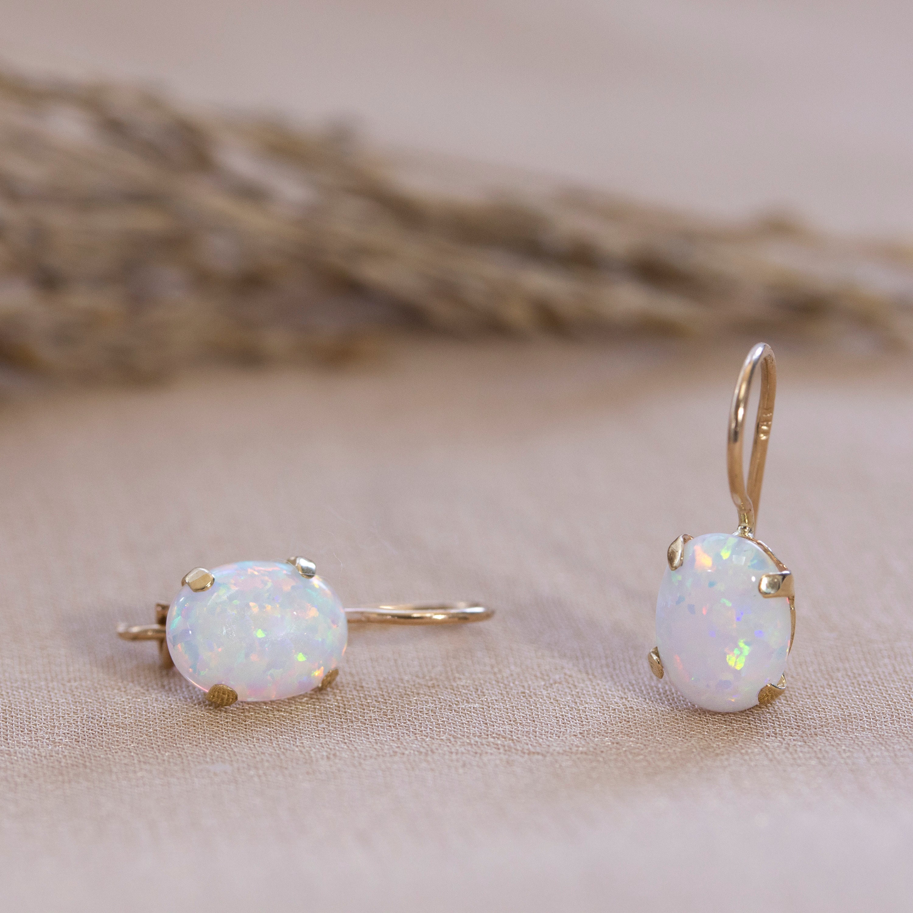 14K Opal Earrings Opal Drop Earrings 14K Gold Earrings Etsy