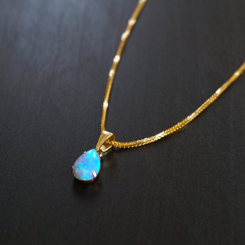 14k Gold Necklace Opal Necklace Solid Gold Necklace Opal | Etsy