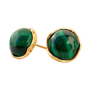 Malachite Earrings, Malachite Stone Stud, Malachite Stud Earrings, Green Stud, Vintage Malachite ...