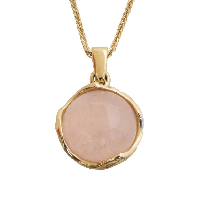 Antique Necklace Rose Quartz Necklace 14K Gold Necklace Etsy