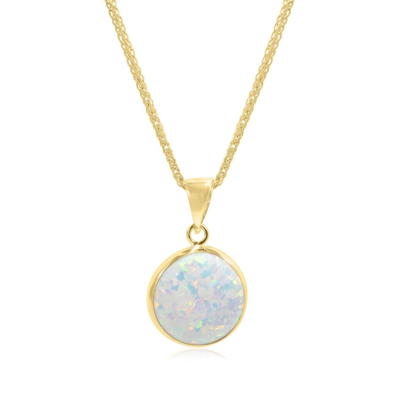 White Opal Necklace 14K Gold Necklace Opal Charm Dainty | Etsy