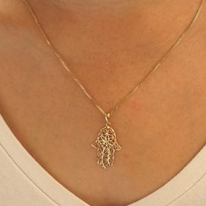 Hamsa Pendant Necklace, 14K Hamsa Pendant, Gold Hamsa Necklace, Gold Hamsa Charm, Evil Eye Necklace, Religious Jewelry, Israeli Jewelry, 14K