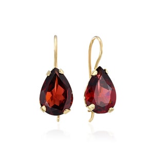 14K Gold Genuine Garnet, Rhodolite Garnet, Burgundy Earrings, Maroon Earrings, Oxblood Earrings, Gemstone Earrings, January Birthstone image 8