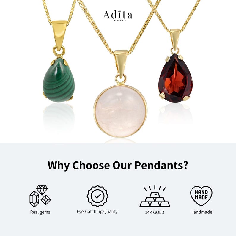 14K Solid Gold Moonstone Pendant Necklace, Round Natural Gemstone Fine Jewelry afbeelding 13