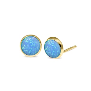 Post Earrings, 14K Gold Studs, Round Studs, Solid Gold Earrings, Gold Stud Earrings, Opal Earrings, Real Gold Jewelry, Fine Jewelry, Classic