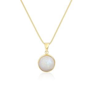 14K Solid Gold Moonstone Pendant Necklace, Round Natural Gemstone Fine Jewelry afbeelding 7