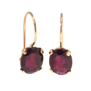 Pendientes de granate de oro de 14K Pendientes colgantes de granate Pendientes de oro de 14K Pendientes de granate natural Pendientes de oro granate Pendientes de granate rojo imagen 7