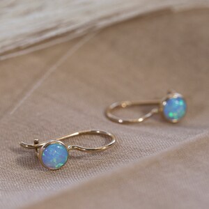 Opal Earrings Gold, Dangle Earrings, Gemstone Earrings, Gold Drop Earrings, Drop Opal Earrings, October Birthstone, Real Gold Jewelry, 14K image 8