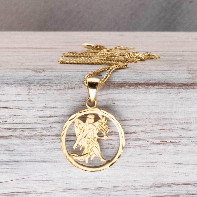14K Solid Gold Virgo Zodiac Necklace Zodiac Pendant Necklace Etsy