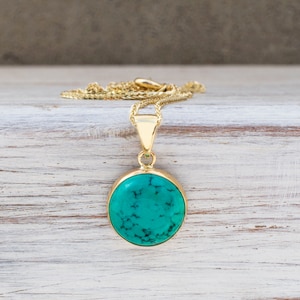 Turquoise Necklace, Birthstone Necklace, Boho Necklace, Turquoise Pendant, Dainty Gold Necklace, Delicate Necklace, Gold Necklace