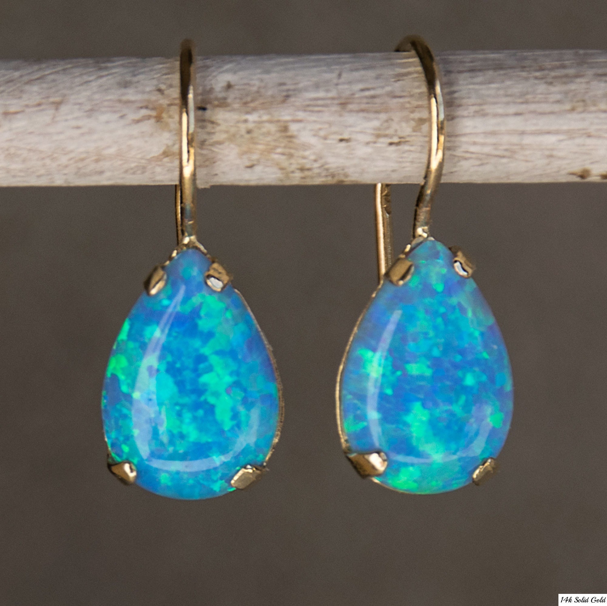 Blue Opal Jewelry Gold Opal Necklace Opal Dangle Earrings | Etsy