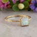 White Opal ring | 14K Solid Gold Square Ring | Dainty Gold Ring | October Birthstone | Gemstone Gold Ring | Solitaire Opal Ring | Handmade 