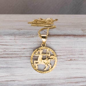 Sagittarius Gold Necklace, 14K Gold Pendant Necklace, Sagittarius Necklace, Zodiac Necklace Gold, Zodiac Jewelry, Gold Pendants image 1