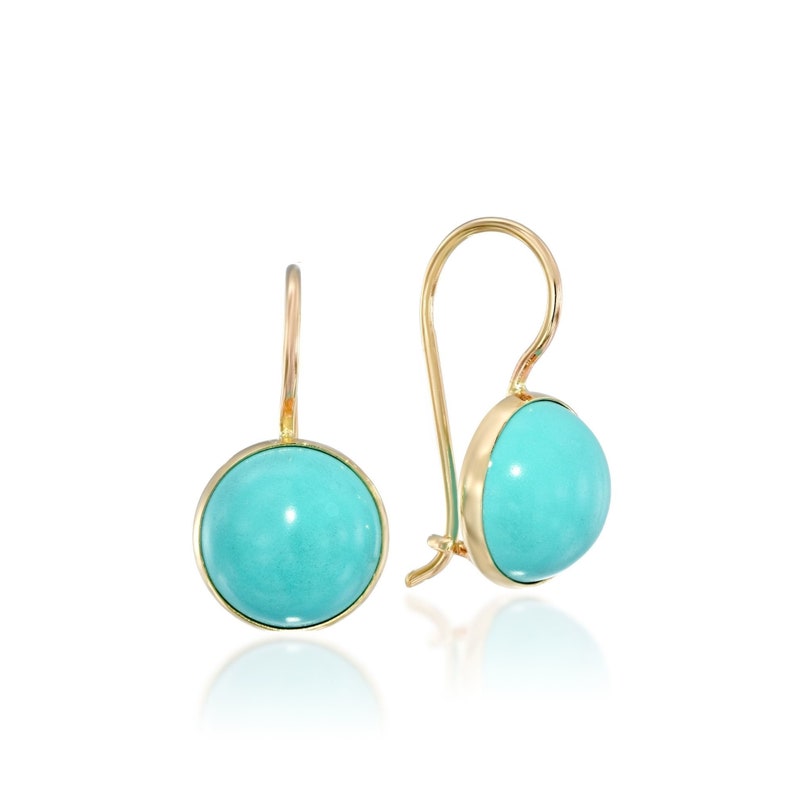 14k Gold Turquoise Earrings, Blue Earrings, Turquoise Jewelry, Bohemian Earrings, Dangle Earrings, Birthstone Jewelry, Gift for Women image 5