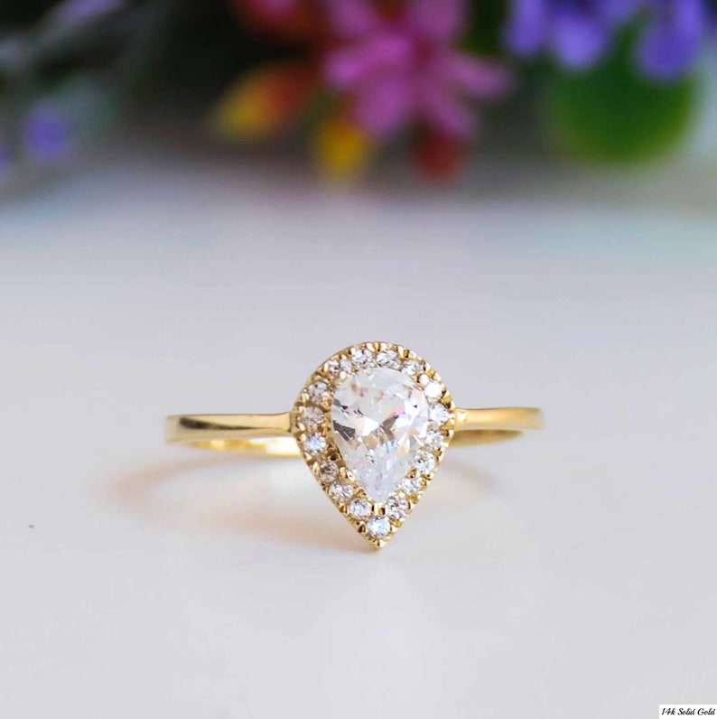 Dainty Ring Cubic Zirconia Rings Zirconia Ring Wedding Ring Stone Ring 14K Gold Ring Engagement Ring Promise Ring For Her