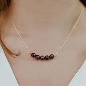 Garnet Necklace Gold, 14K Gold Beads Necklace, Natural Garnet Necklace, Garnet Beads Necklace, Boho Necklace, Garnet Jewelry, Fine Jewelry