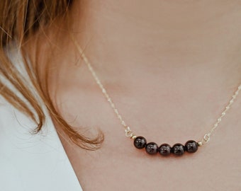 Garnet Necklace Gold, 14K Gold Beads Necklace, Natural Garnet Necklace, Garnet Beads Necklace, Boho Necklace, Garnet Jewelry, Fine Jewelry