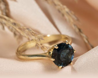 London Blue Topaz Ring, Gold Topaz Ring, Dainty Gold Ring, Rings For Women, Real Gold Jewelry, Solitaire Gemstone Ring, Solid Gold Ring, 14k