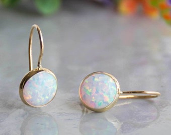 Opal Earrings, Opal Drop Earrings, Gold Opal Earrings, Opal Jewelry, 14k Gold Earrings, Dangle Earrings, Dainty Earrings, Gift For Her