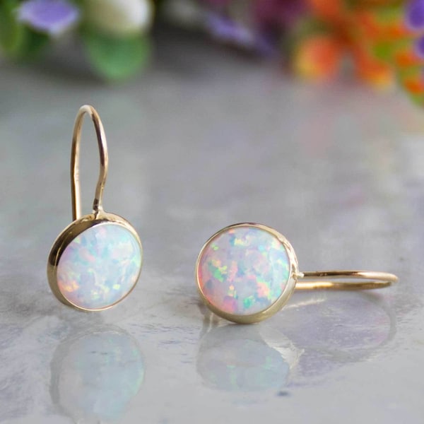 Opal Ohrringe, Opal Tropfen Ohrringe, Gold Opal Ohrringe, Opal Schmuck, 14k Gold Ohrringe, Ohrhänger, zierliche Ohrringe, Geschenk für Sie