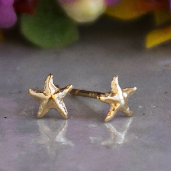 Star Stud Earrigns 14K Gold Earrings Starfish Jewelry Dainty