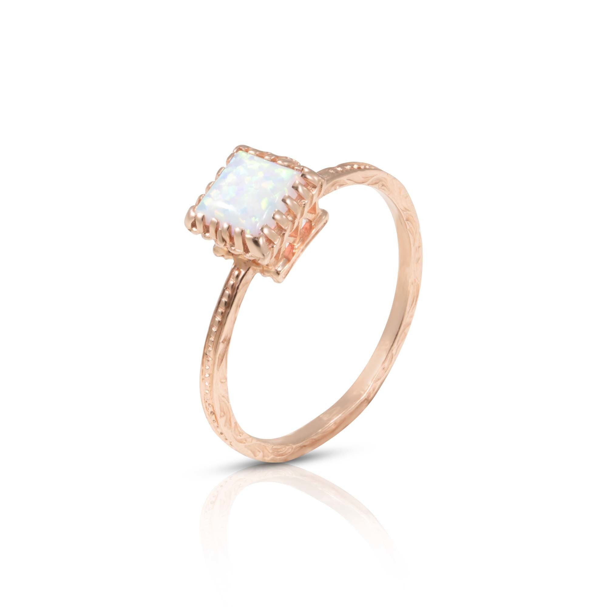 October Birthstone Ring - 10k White Gold, Pink CZ Center With White Topaz Side Stones, Size 10, Proposal Gift