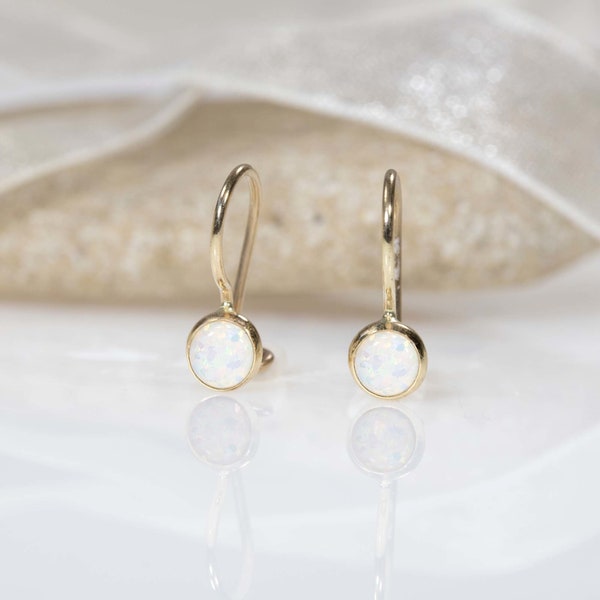 Opal Earrings, 14k Gold Earrings, Opal Jewelry, Solid Gold Earrings, October Birthstone, Gold Earrings For Women, Personalized Gift