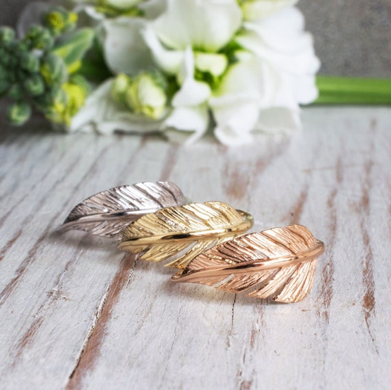 Feather Ring Boho Gold Ring Gold Thumb Ring Gold Feather Ring