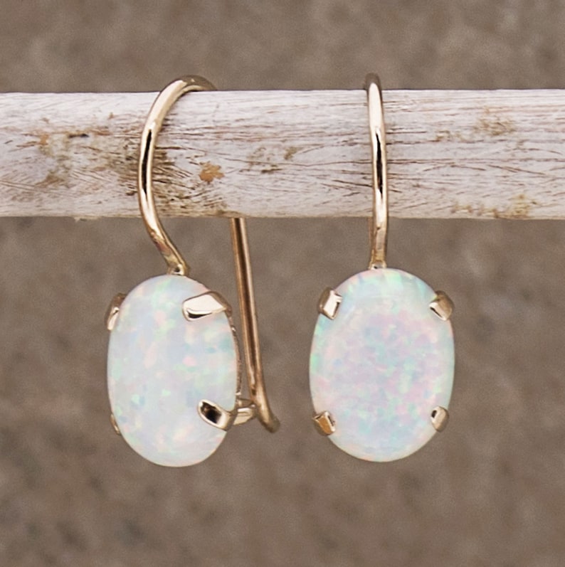 14K Opal Earrings Opal Drop Earrings 14K Gold Earrings Etsy