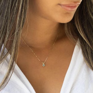 Blue Topaz Necklace, Solid Gold Necklace For Women, 14K Pendant Necklace, Fine Jewelry, Dainty Necklace, Gemstone Necklace, December Gift