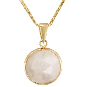 14K Solid Gold Moonstone Pendant Necklace, Round Natural Gemstone Fine Jewelry afbeelding 16
