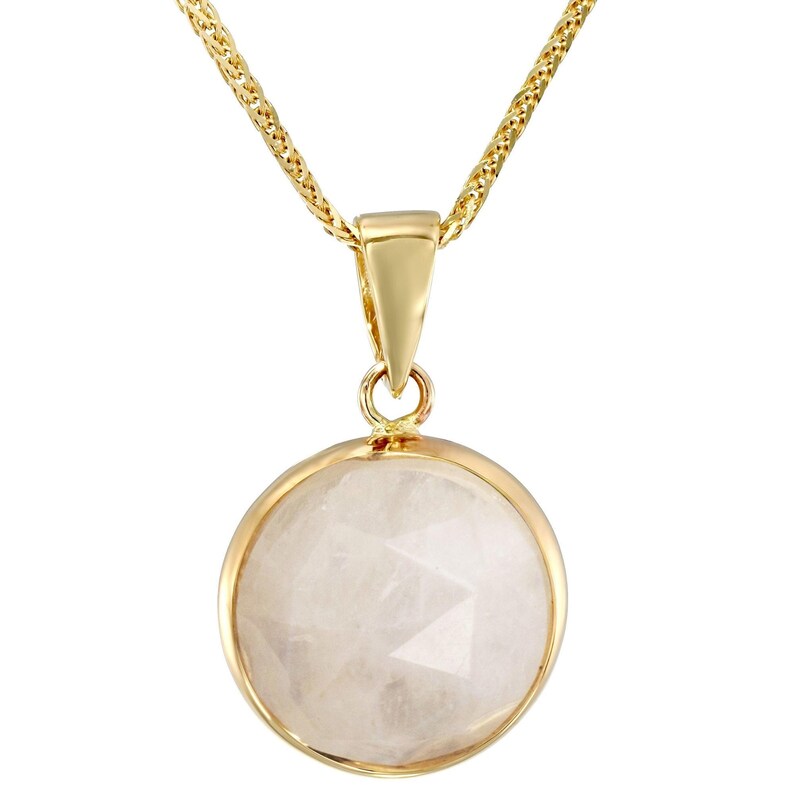 14K Solid Gold Moonstone Pendant Necklace, Round Natural Gemstone Fine Jewelry afbeelding 16