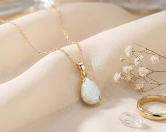 Opal Jewelry, Opal Necklace, Gold Necklace, October Birthstone, Gemstone Necklace, Dainty Necklace, Pendant Necklace, Personalized Gift