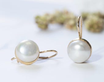 Pearl Earrings - 14K Gold Drop Pearl Earrings - Pearl Earrings - White Pearl Earrings - Wedding Earrings - Bridal Earrings - Wedding Jewelry