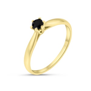 14K Yellow Gold Onyx Solitaire Ring, Dainty Onyx Stone Ring, Onyx Jewelry, Black Stone Gold Ring, Statement Round Ring, Rings For Women