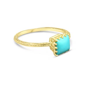 Gold Turquoise Ring, 14K Gold Ring, Gemstone Ring, Turquoise Jewelry, Solid Gold Ring, Minimalist  Jewelry Handmade, Birthstone Jewelry