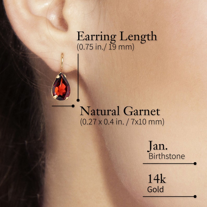 14K Gold Genuine Garnet, Rhodolite Garnet, Burgundy Earrings, Maroon Earrings, Oxblood Earrings, Gemstone Earrings, January Birthstone image 3