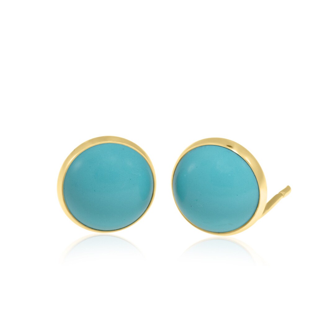 14K Gold Turquoise Studs, Turquoise Jewelry, Turquoise Earrings