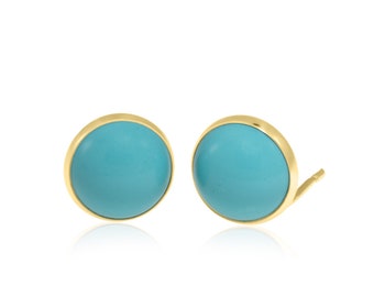 14K Gold Turquoise Studs, Turquoise Jewelry, Turquoise Earrings, December Birthstone, Fashion Jewelry, Tiny Earrings, Gift For Women