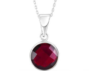 Luxury ruby necklace, deep red gemstone white gold pendant, July birthstone jewelry, perfect 10 year anniversary gift
