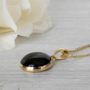 Black Onyx Necklace, 14K Solid Yellow Gold Pendant, December Birthstone Necklace, Dainty Gold Necklace, Black Onyx Pendant Necklace