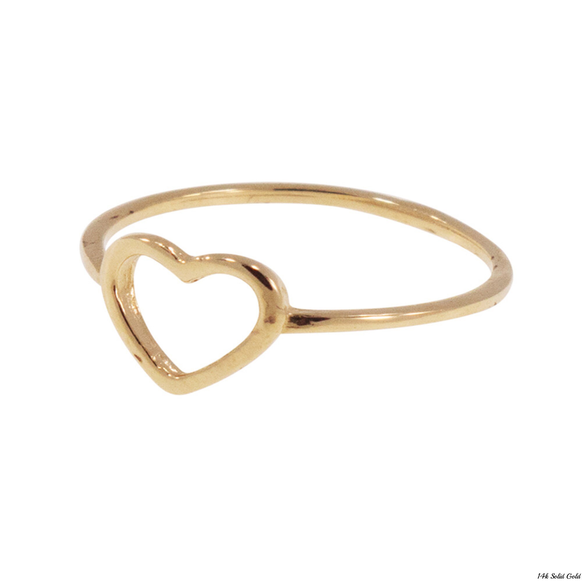 Gold Heart Ring 14k Gold Ring Statement Ring Solid Gold Etsy