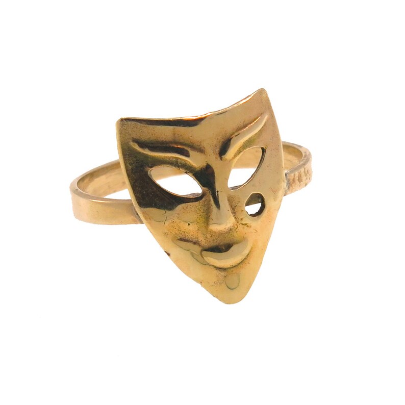 Vintage Gold Ring Gold Mask Ring Mask Ring 14k Gold Ring Etsy